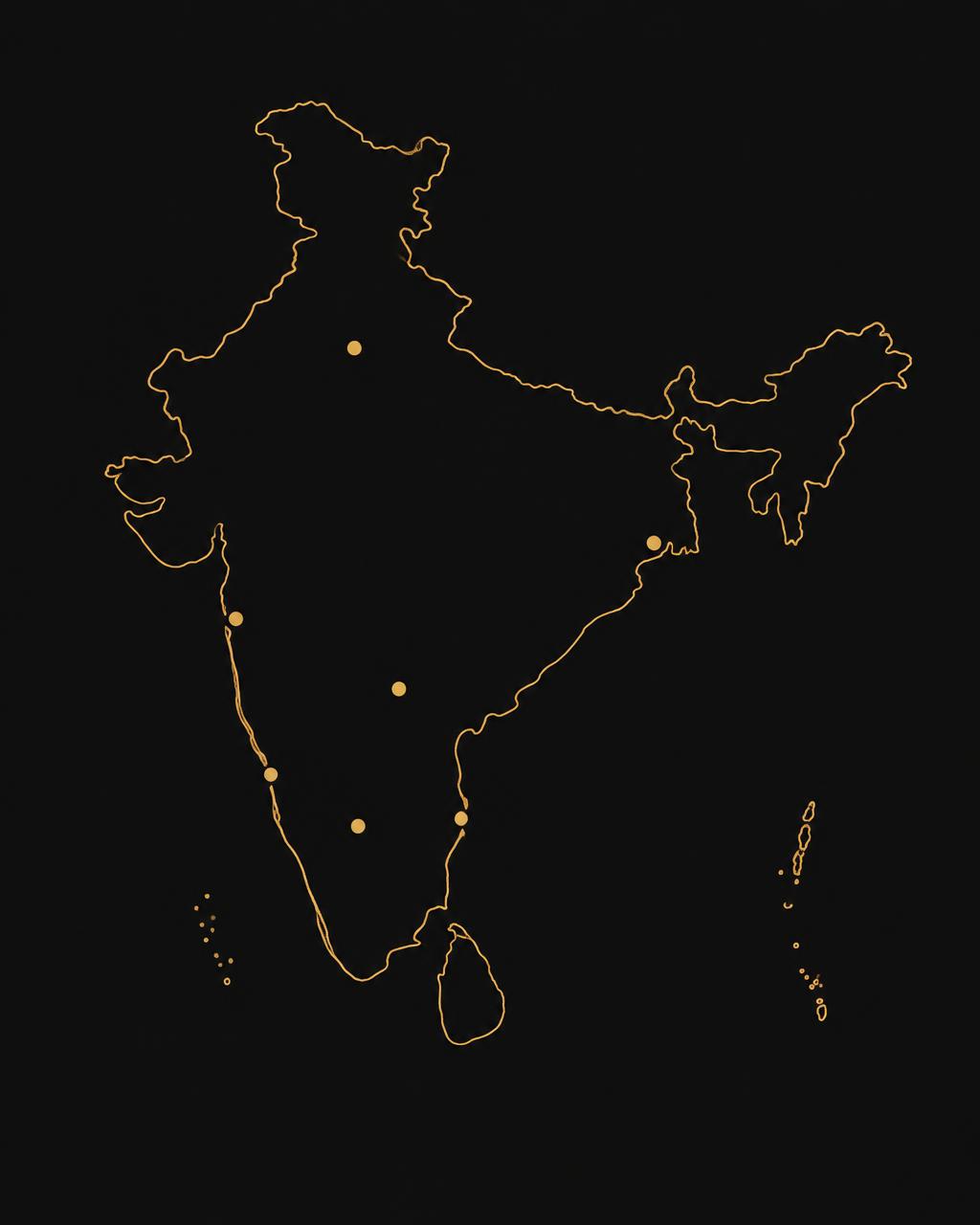 Stilisierte Karte Indiens mit den Herkunftsregionen unserer Gerichte